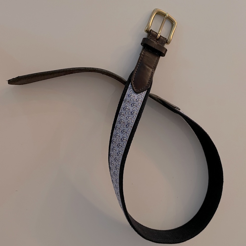 Vineyard Vines Sailboat Canvas Leather Belt
